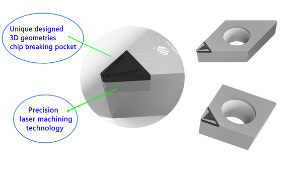Het tussenvoegsel van DCGW PCD CVDD met spaander-breker Scherpe Hulpmiddelen om Aluminiumlegeringen Machinaal te bewerken